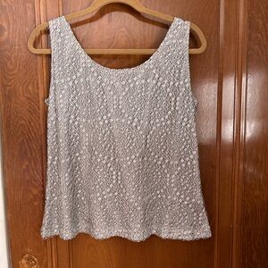 Elegant Silver Lace Sleeveless Top